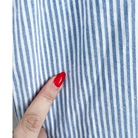 Magnolia Grace Women's Linen Wide Leg Pants Medium Pull On Blue Stripes Breezy - Picture 6 of 7